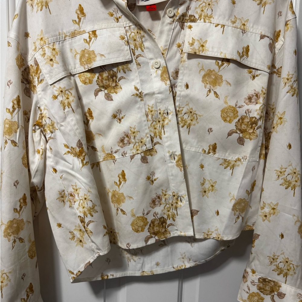 Woolrich Cream Button-Front Floral Shirt Jacket
